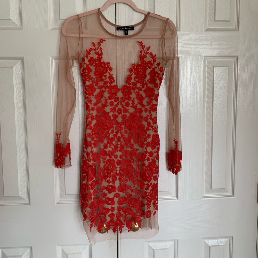 For love and lemons red lace mini dress